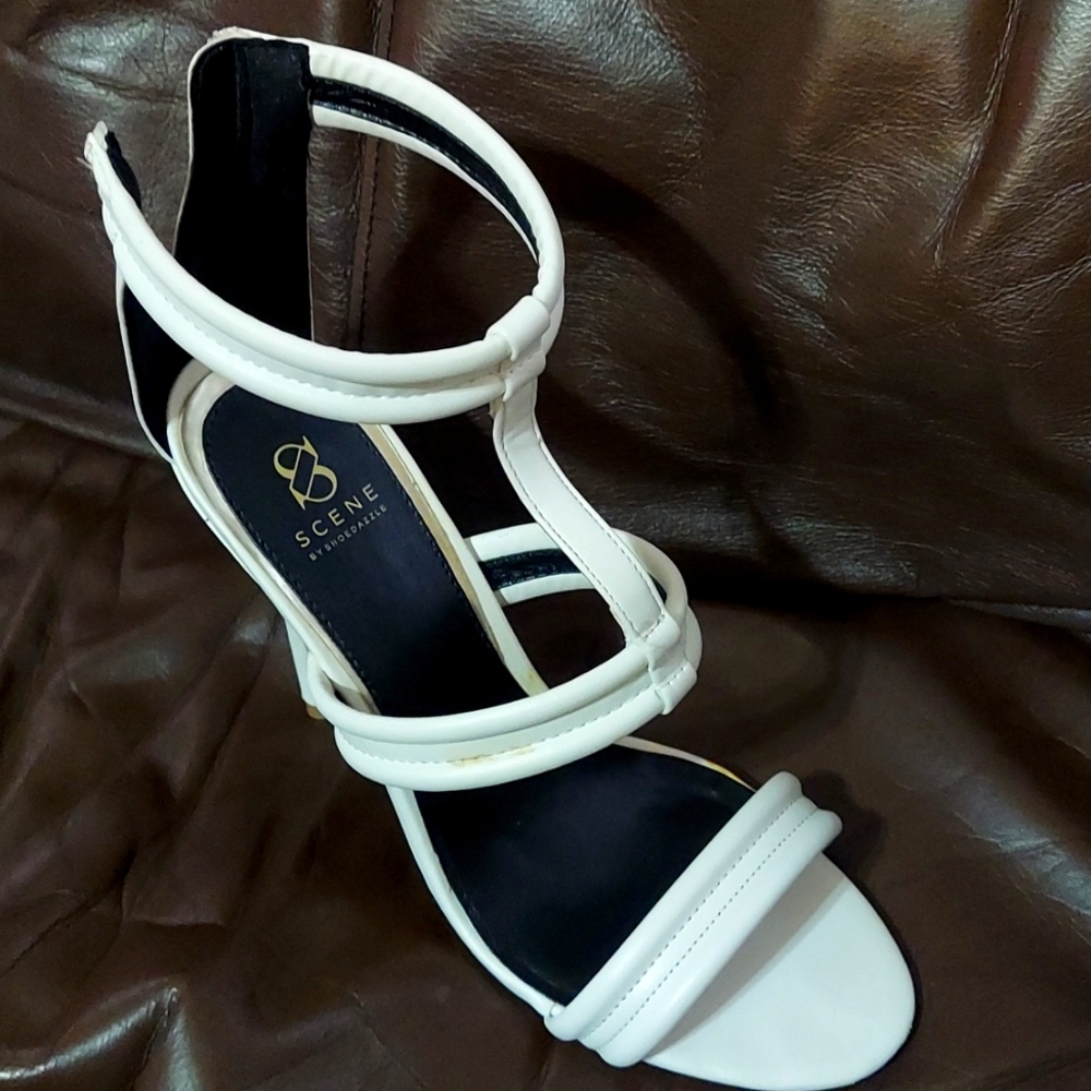 White stiletto sandles